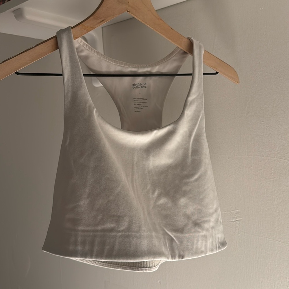 Girlfriend Collective Sports Bra in a white grey Size Large. Never worn!